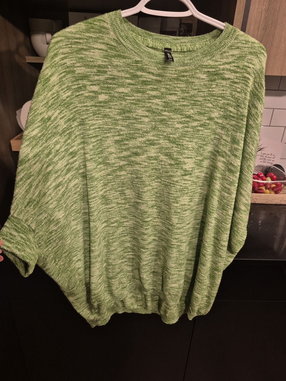 Marled Light Green Women's Knit Poncho - Unbranded